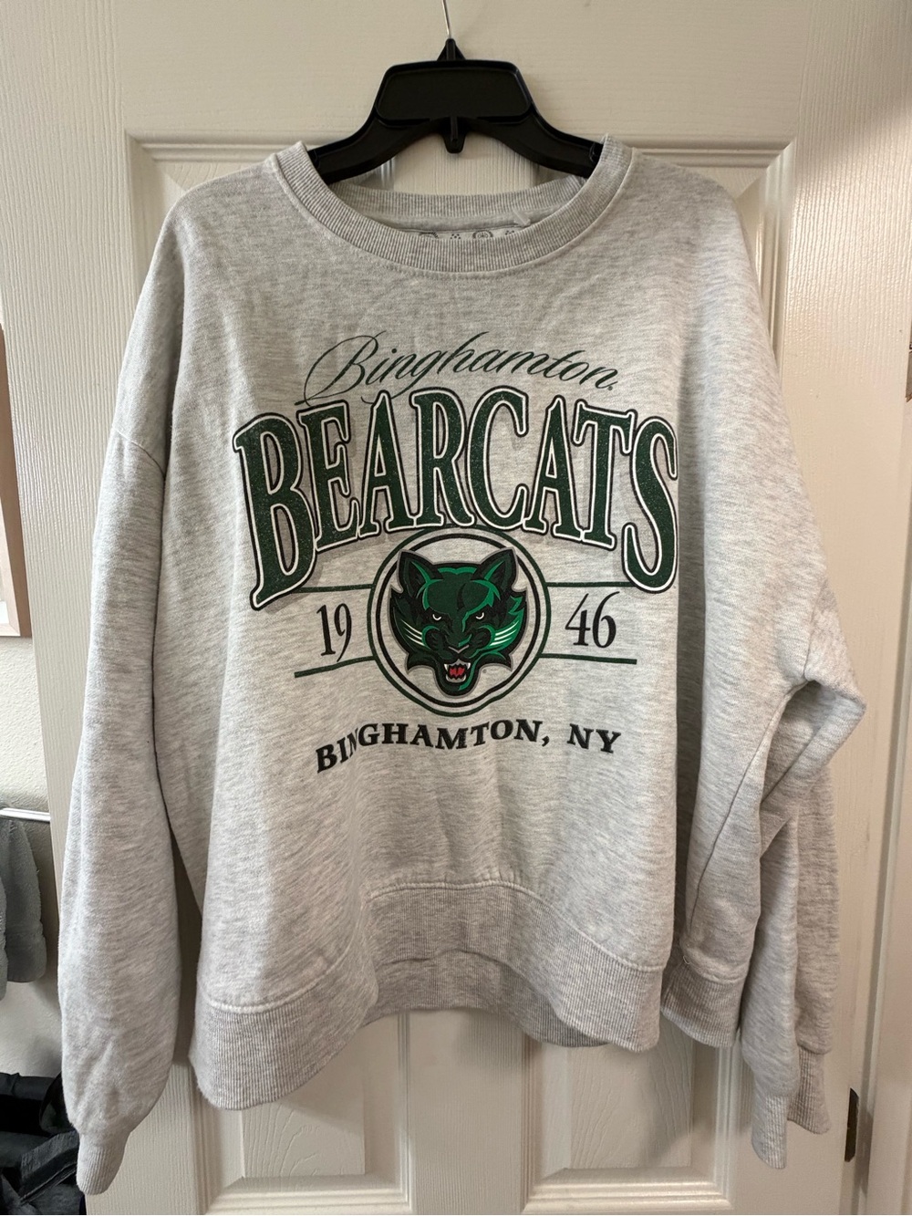 Pressbox Binghamton Bearcats Crewneck Sweatshirt - Gray & Green